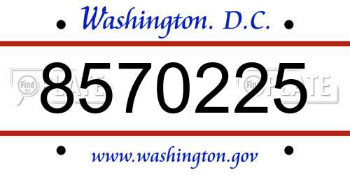 8570225 District Of Columbia License Plate
