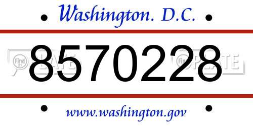 8570228 District Of Columbia License Plate