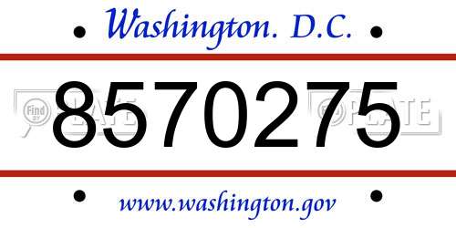 8570275 District Of Columbia License Plate