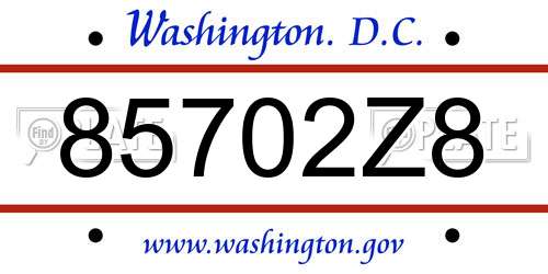 85702Z8 District Of Columbia License Plate