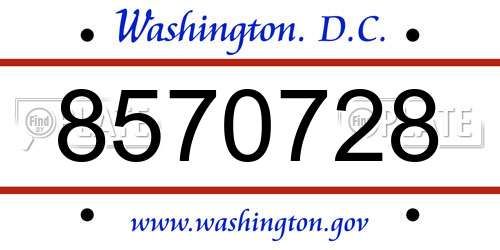 8570728 District Of Columbia License Plate