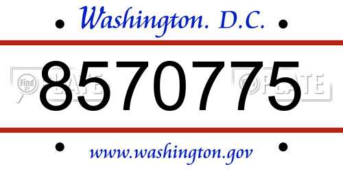 8570775 District Of Columbia License Plate