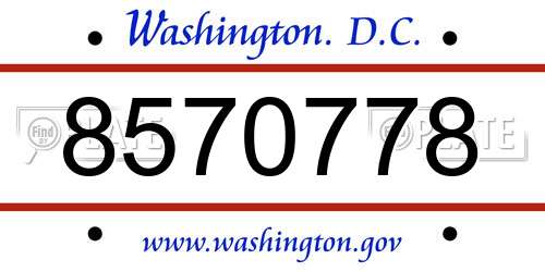 8570778 District Of Columbia License Plate