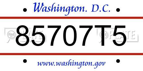 85707T5 District Of Columbia License Plate
