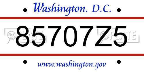 85707Z5 District Of Columbia License Plate