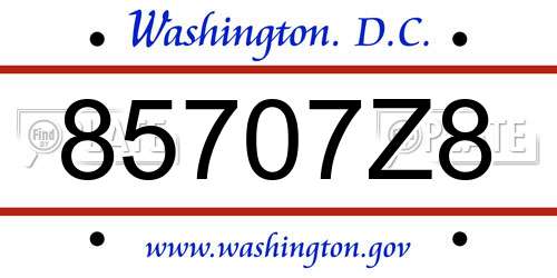85707Z8 District Of Columbia License Plate