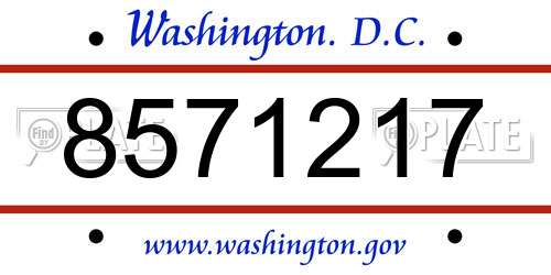 8571217 District Of Columbia License Plate