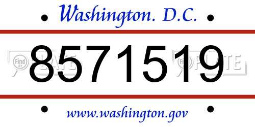 8571519 District Of Columbia License Plate