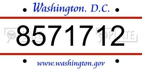 8571712 District Of Columbia License Plate