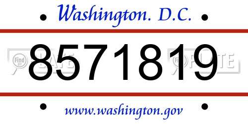 8571819 District Of Columbia License Plate