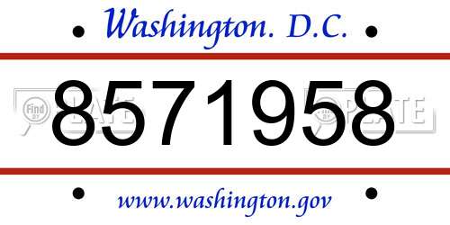 8571958 District Of Columbia License Plate