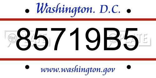 85719B5 District Of Columbia License Plate
