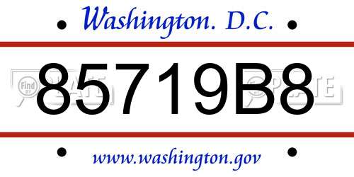 85719B8 District Of Columbia License Plate