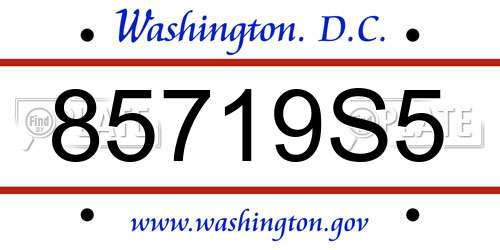 85719S5 District Of Columbia License Plate