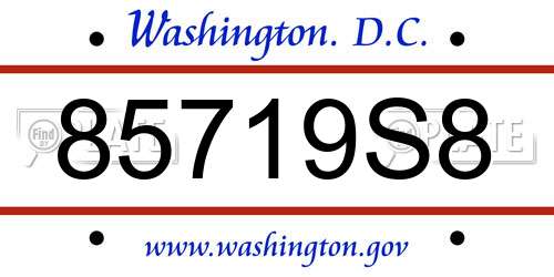 85719S8 District Of Columbia License Plate