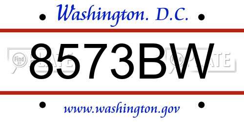 8573BW District Of Columbia License Plate