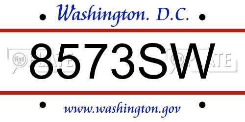 8573SW District Of Columbia License Plate