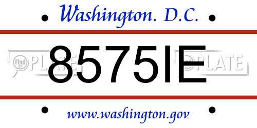8575IE District Of Columbia License Plate