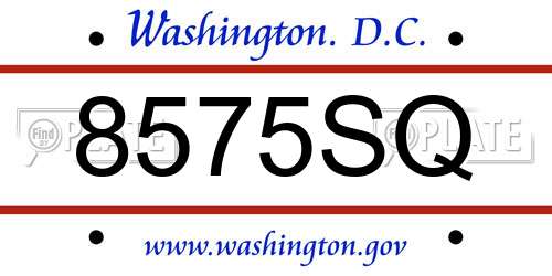 8575SQ District Of Columbia License Plate