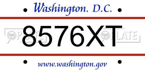 8576XT District Of Columbia License Plate