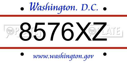 8576XZ District Of Columbia License Plate