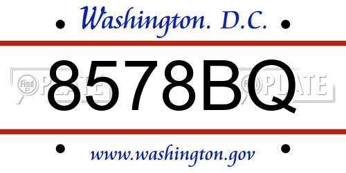 8578BQ District Of Columbia License Plate