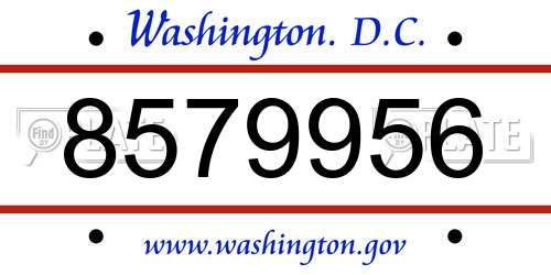 8579956 District Of Columbia License Plate