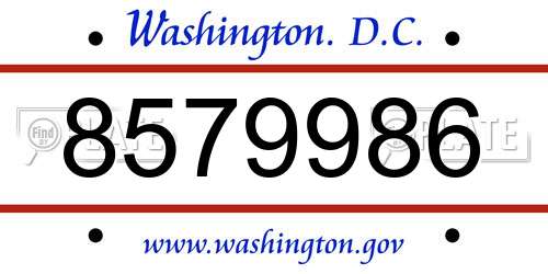 8579986 District Of Columbia License Plate