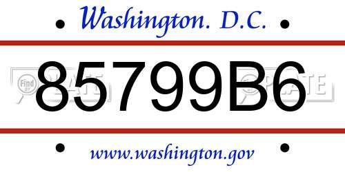 85799B6 District Of Columbia License Plate