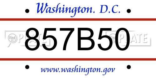 857B50 District Of Columbia License Plate