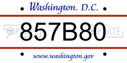857B80 District Of Columbia License Plate
