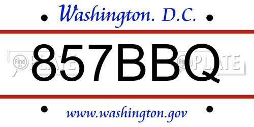 857BBQ District Of Columbia License Plate