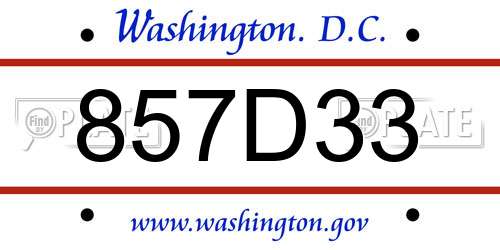 857D33 District Of Columbia License Plate