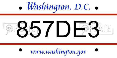 857DE3 District Of Columbia License Plate
