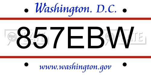 857EBW District Of Columbia License Plate