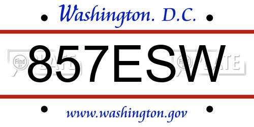 857ESW District Of Columbia License Plate