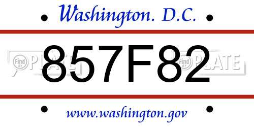 857F82 District Of Columbia License Plate