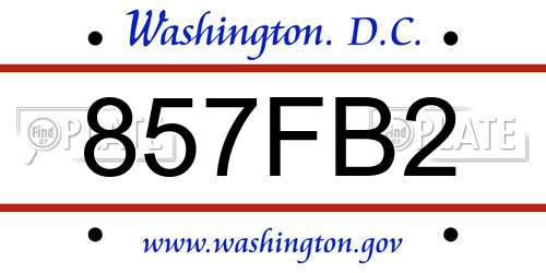 857FB2 District Of Columbia License Plate