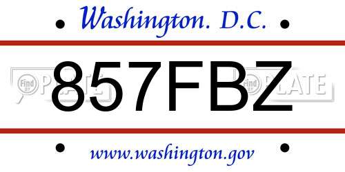 857FBZ District Of Columbia License Plate