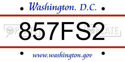 857FS2 District Of Columbia License Plate