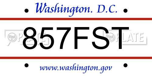 857FST District Of Columbia License Plate