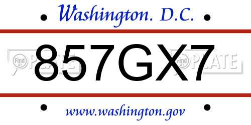 857GX7 District Of Columbia License Plate