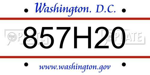 857H20 District Of Columbia License Plate
