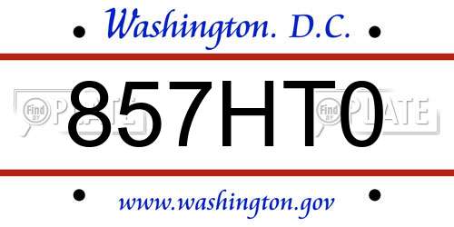 857HT0 District Of Columbia License Plate