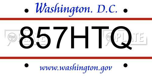 857HTQ District Of Columbia License Plate