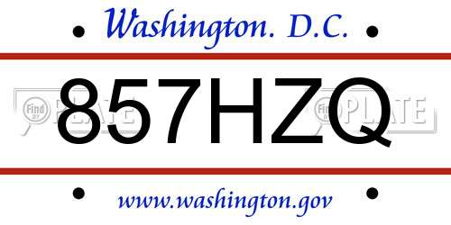 857HZQ District Of Columbia License Plate