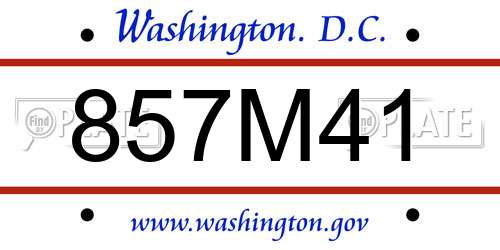 857M41 District Of Columbia License Plate