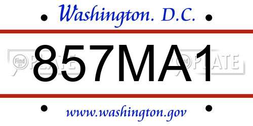 857MA1 District Of Columbia License Plate
