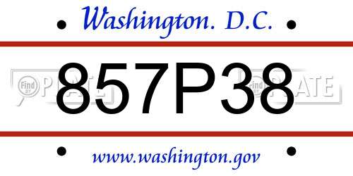 857P38 District Of Columbia License Plate