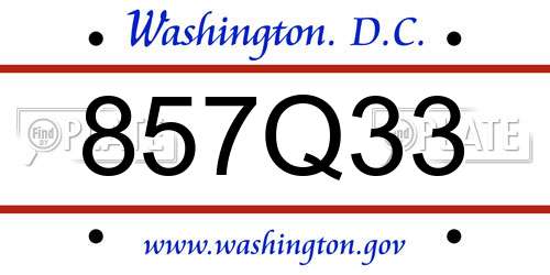 857Q33 District Of Columbia License Plate